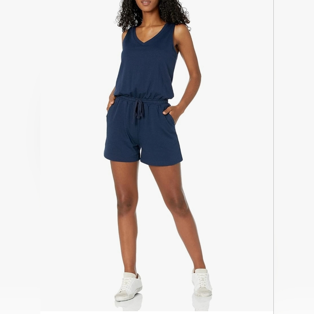 V-neck‎ sleeveless shorts romper size xl navy